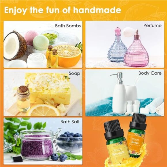 Fruity Fragrance Oils Set, ESSLUX 14 Premium Fruit Scented Oils for Diffuser - Picture 4 of 8